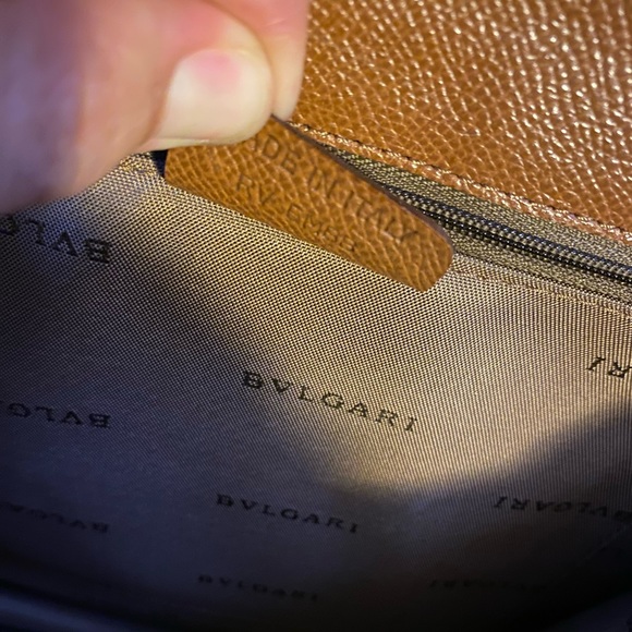 Bvlgari Womens Leather Turnlock Accordion Shoulder Satchel Bag Handbag Cognac - Picture 5 of 14